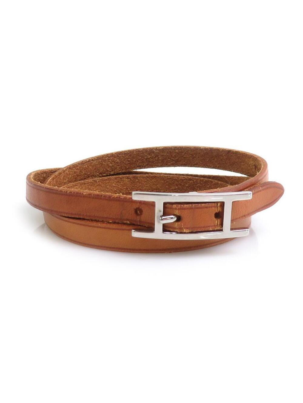 Auth Hermes Api Bracelet Brown/Silver #303100H85B